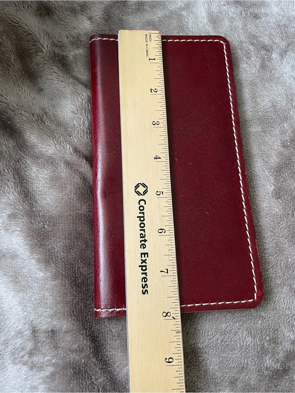 Burgundy Leather Long Bifold Wallet/ notebook holder